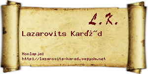 Lazarovits Karád névjegykártya